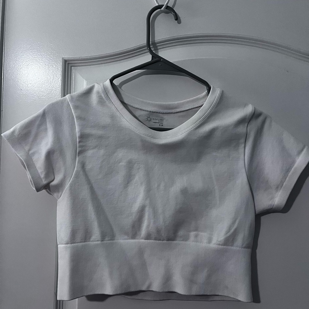 Aerie White Cropped T-Shirt
